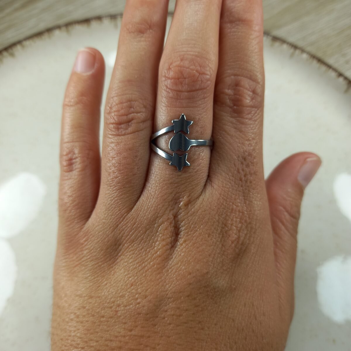 Anillo Triple corazón y estrella.