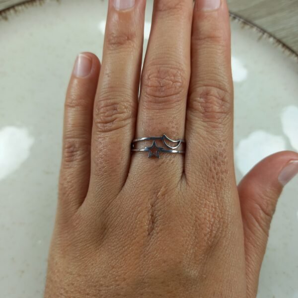 Anillo - Doble linea estrella y luna.