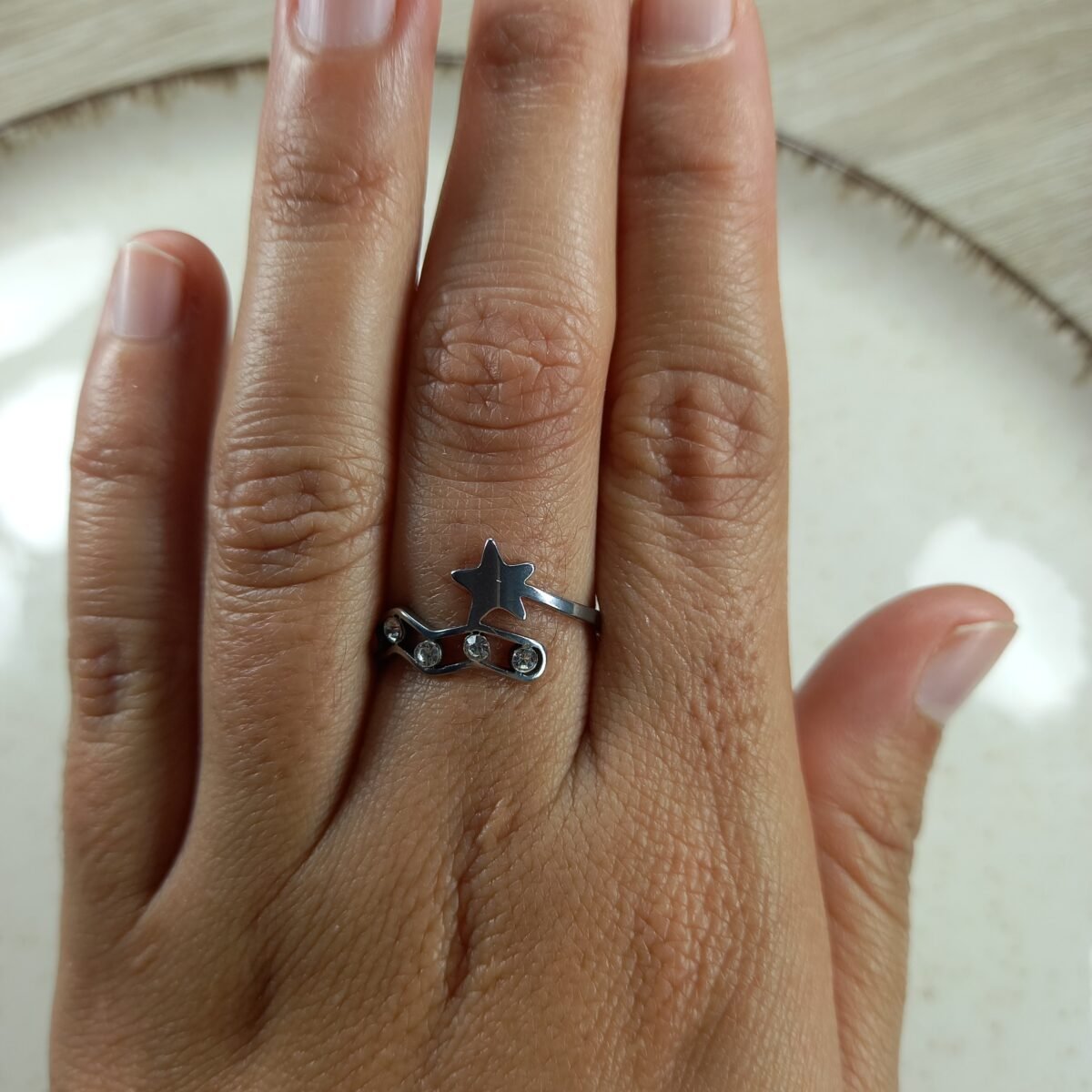 Anillo Cruzado Estrella -  Con Strass