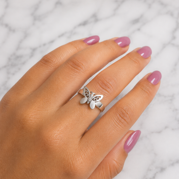 Anillo Mariposa con Strass Blanco
