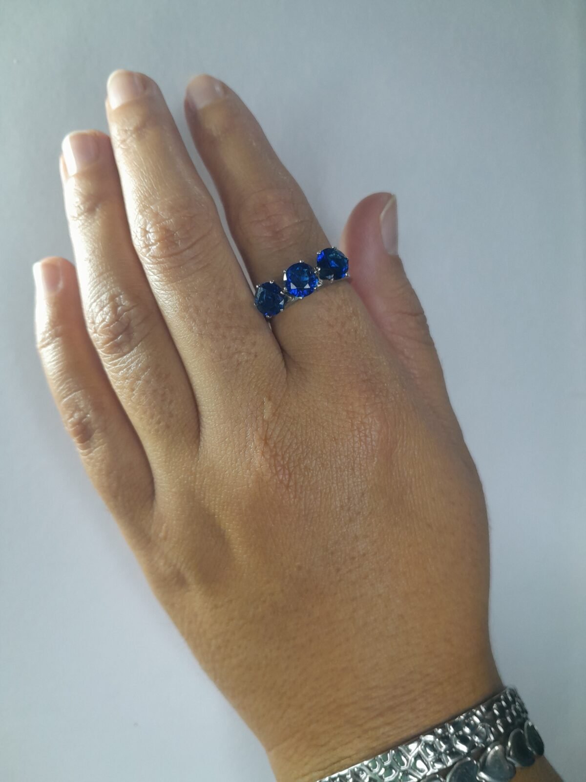 Anillo Triple Cubic - Azul