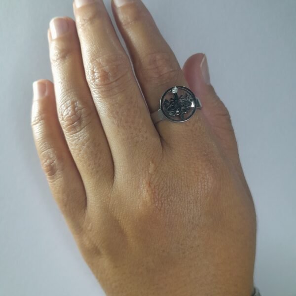 Anillo Árbol con Strass Blanco