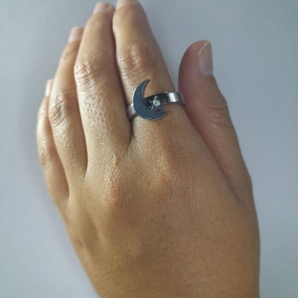 Anillo Luna y Estrella con Strass  Blanco