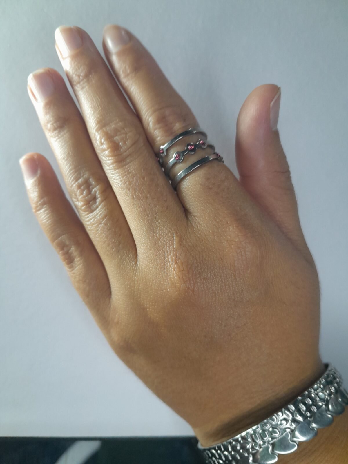 Anillo Triple Linea con Strass