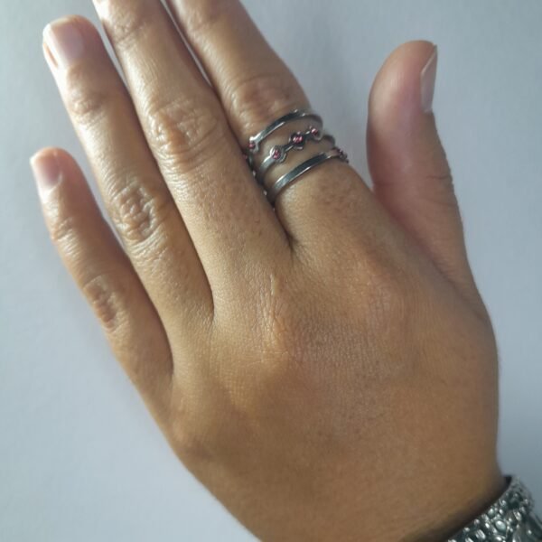 Anillo Triple Linea con Strass