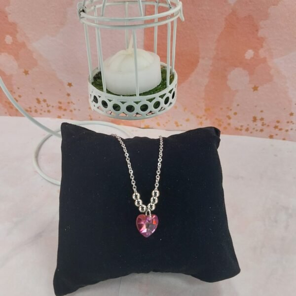 Collar Quirúrgico dije Corazón Fucsia + Bolitas