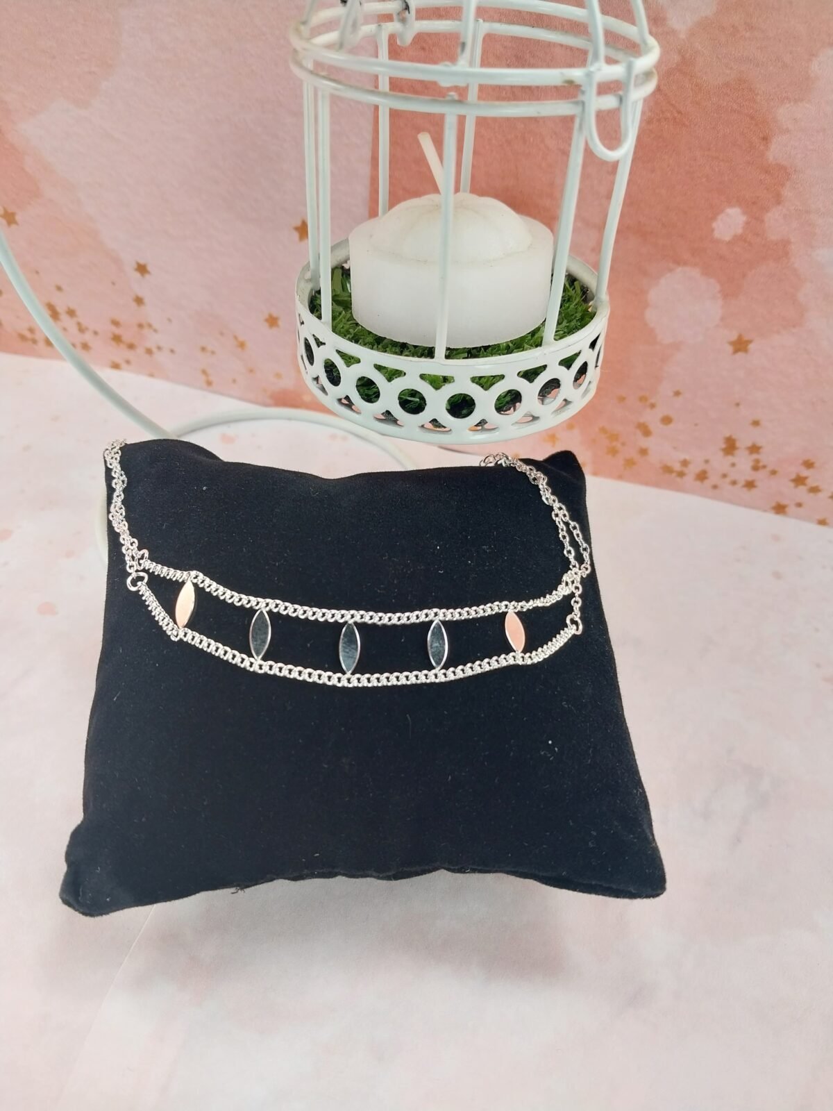 Pulsera Doble Cadena Gourmet+ Dije Hojitas