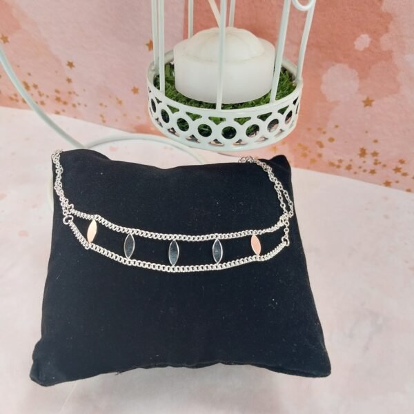 Pulsera Doble Cadena Gourmet+ Dije Hojitas