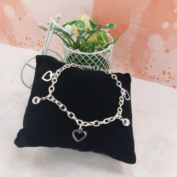 Pulsera Edem Bolitas + Dije Corazon Calado