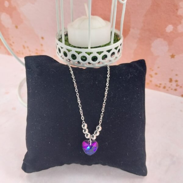 Collar dije Corazón Violeta / Azul + Bolitas