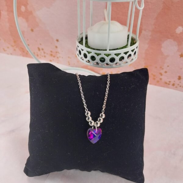 Collar Q. Bolitas + sw Corazón Azul/ Violeta