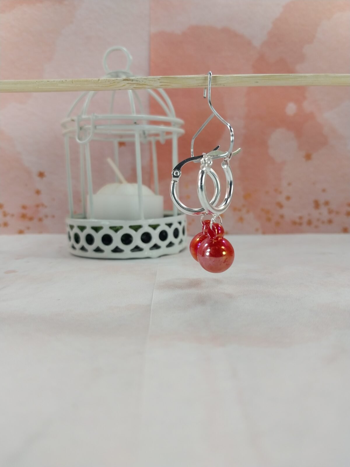 Argollas + Bolitas Metalizado - Rojo