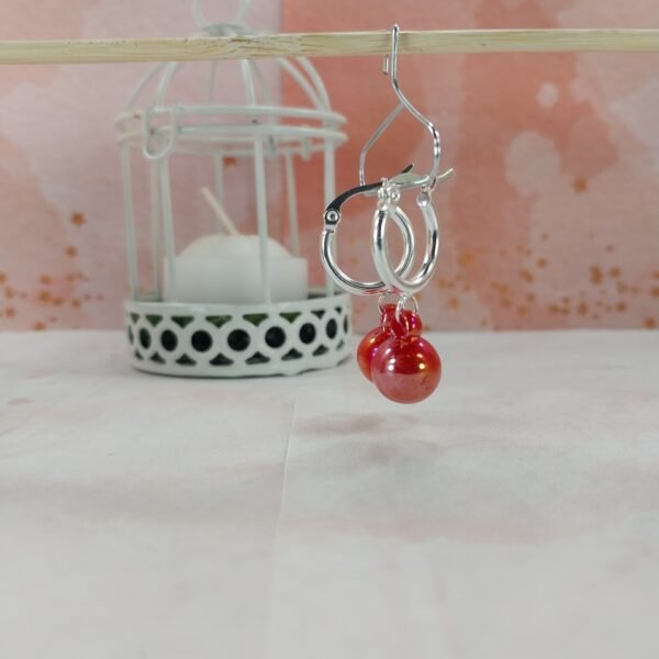 Argollas + Bolitas Metalizado - Rojo