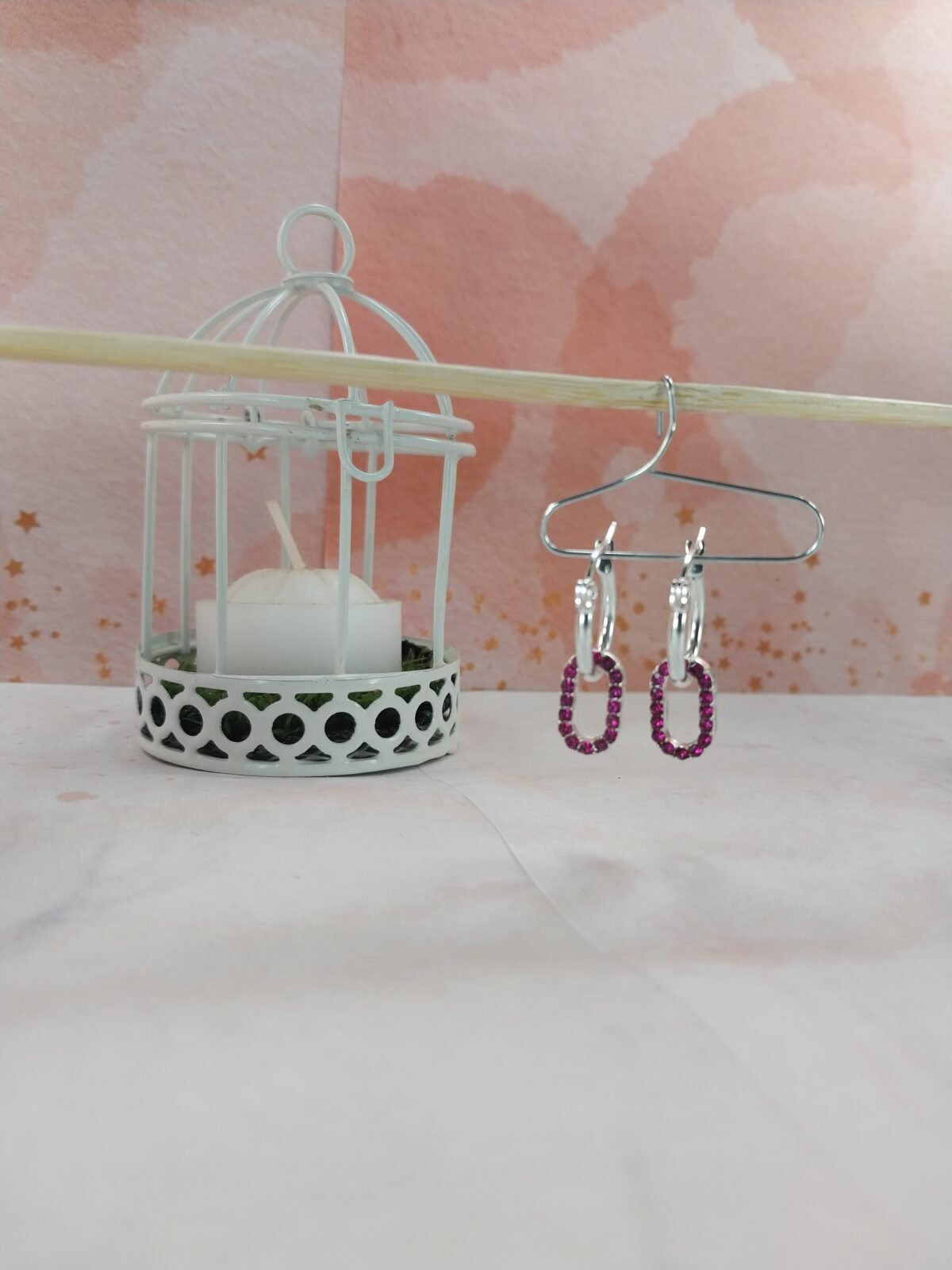 Argollas Dije Chapita Piedritas Fucsia