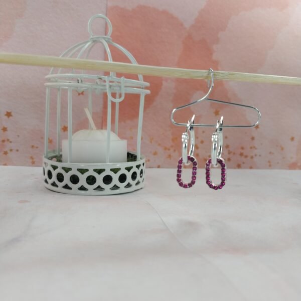 Argollas Dije Chapita Piedritas Fucsia