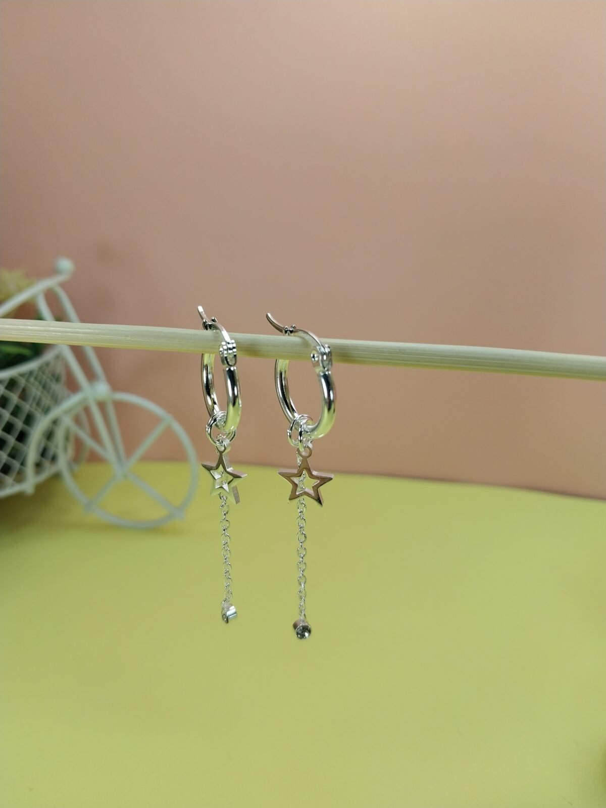 Argollas Dije estrella Calada + Circulo Brillante