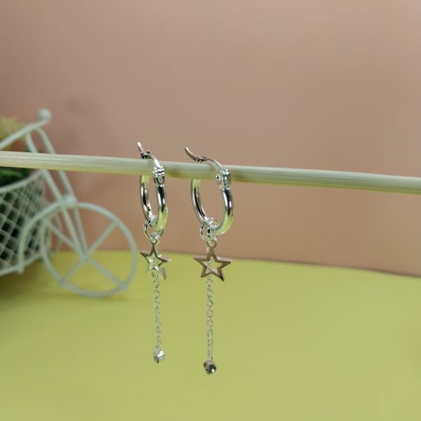 Argollas Dije estrella Calada + Circulo Brillante