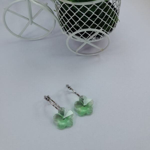 Argolla fina dije cristal  - flor verde agua