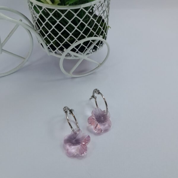 Argolla fina dije cristal  - flor rosa