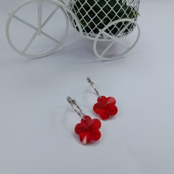 Argolla fina dije cristal  - flor roja