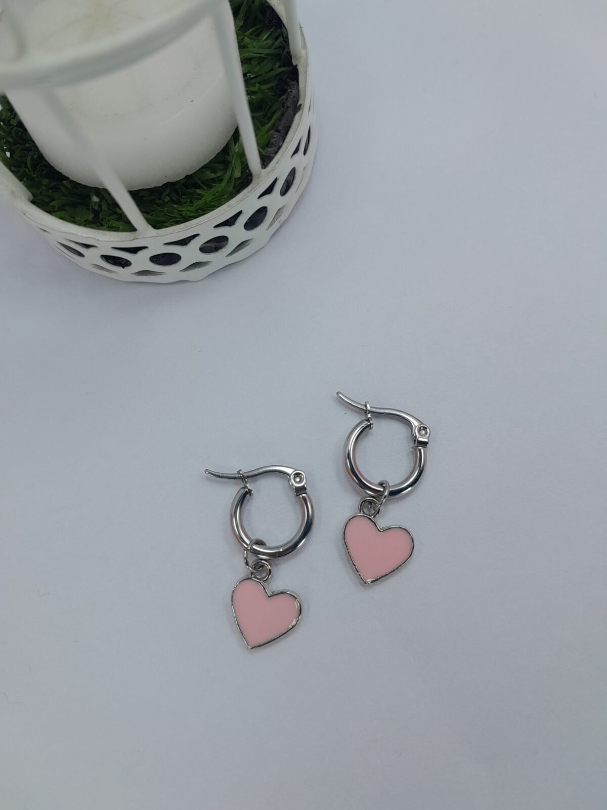 Argollas corazón esmaltado - Rosa