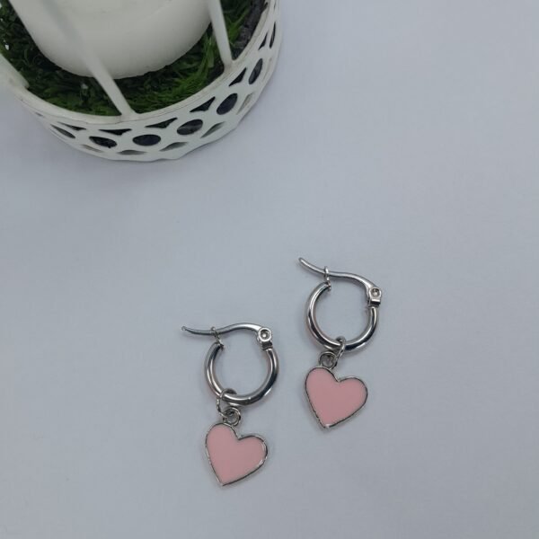 Argollas mini corazón esmaltado - Rosa