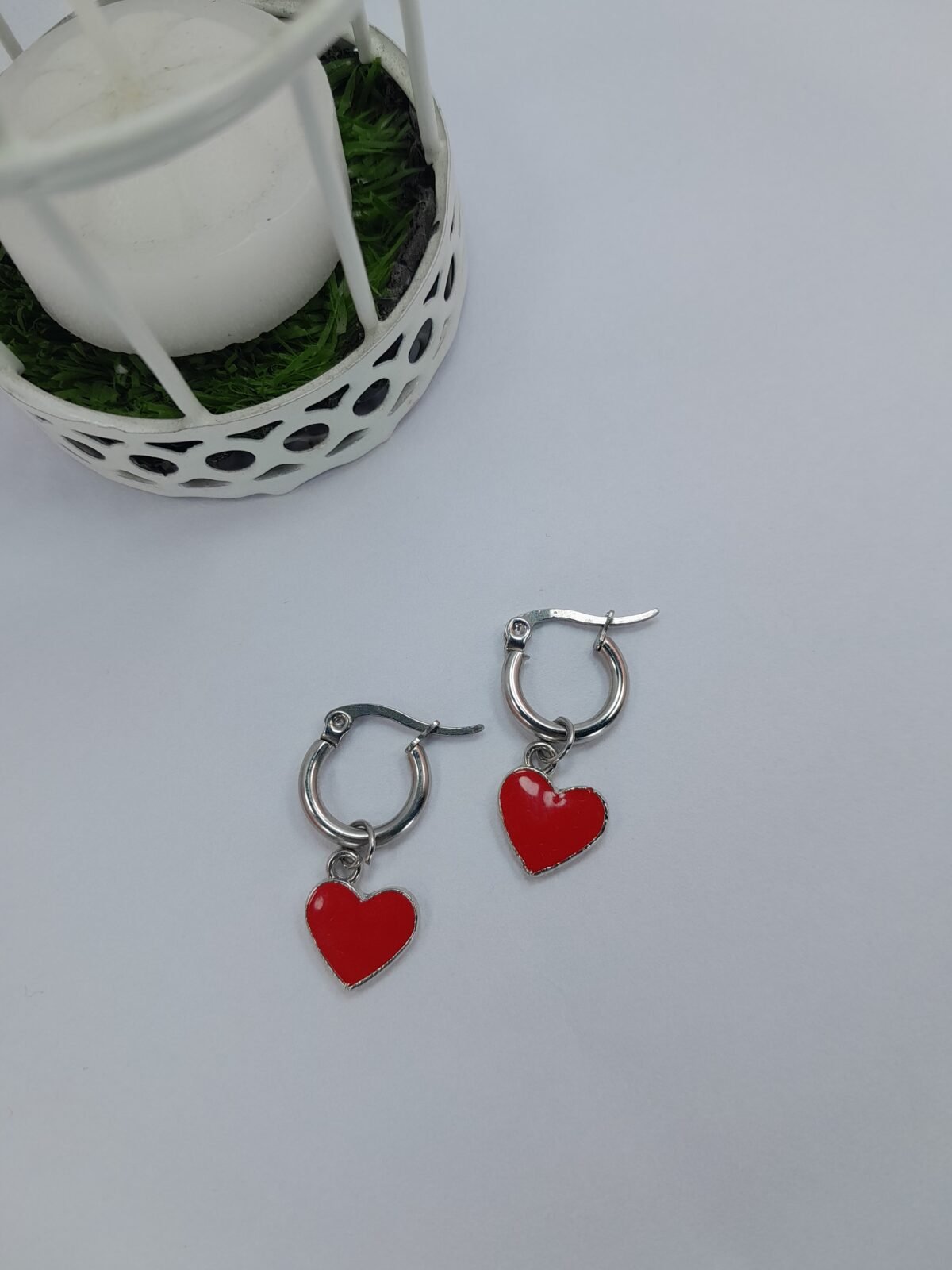 Argollas corazón esmaltado - Rojo
