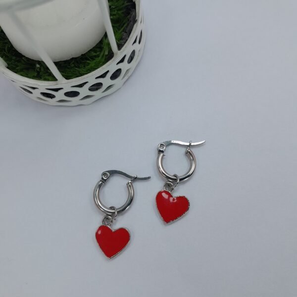 Argollas mini corazón esmaltado - Rojo