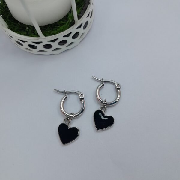 Argolla corazón esmaltado - Negro