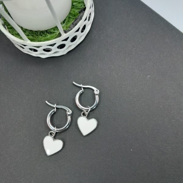 Argolla corazón esmaltado - Blanco