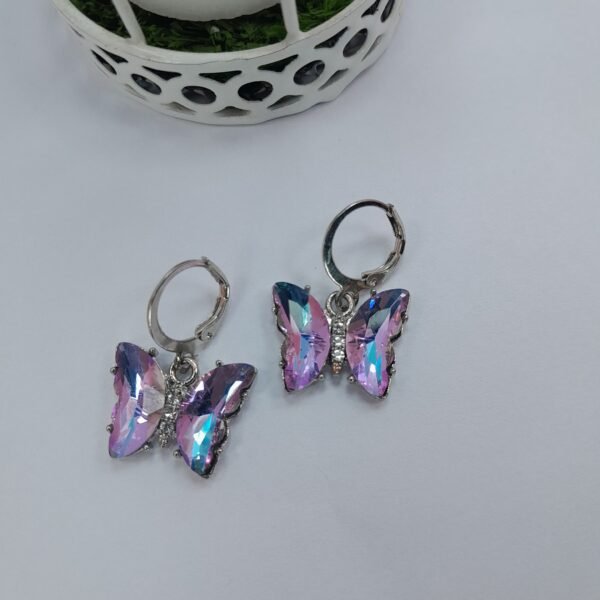 Argollas bisagra dije mariposa cristal - tornasol lila