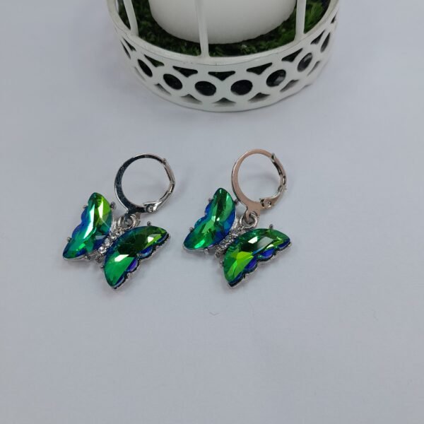 Argolla bisagra dije mariposa cristal  - verde/azul