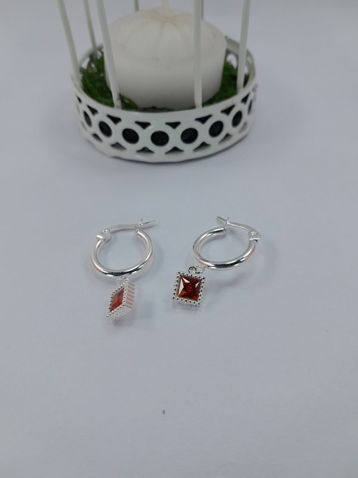 Argollas dije cuadrado - Naranja/Rojizo
