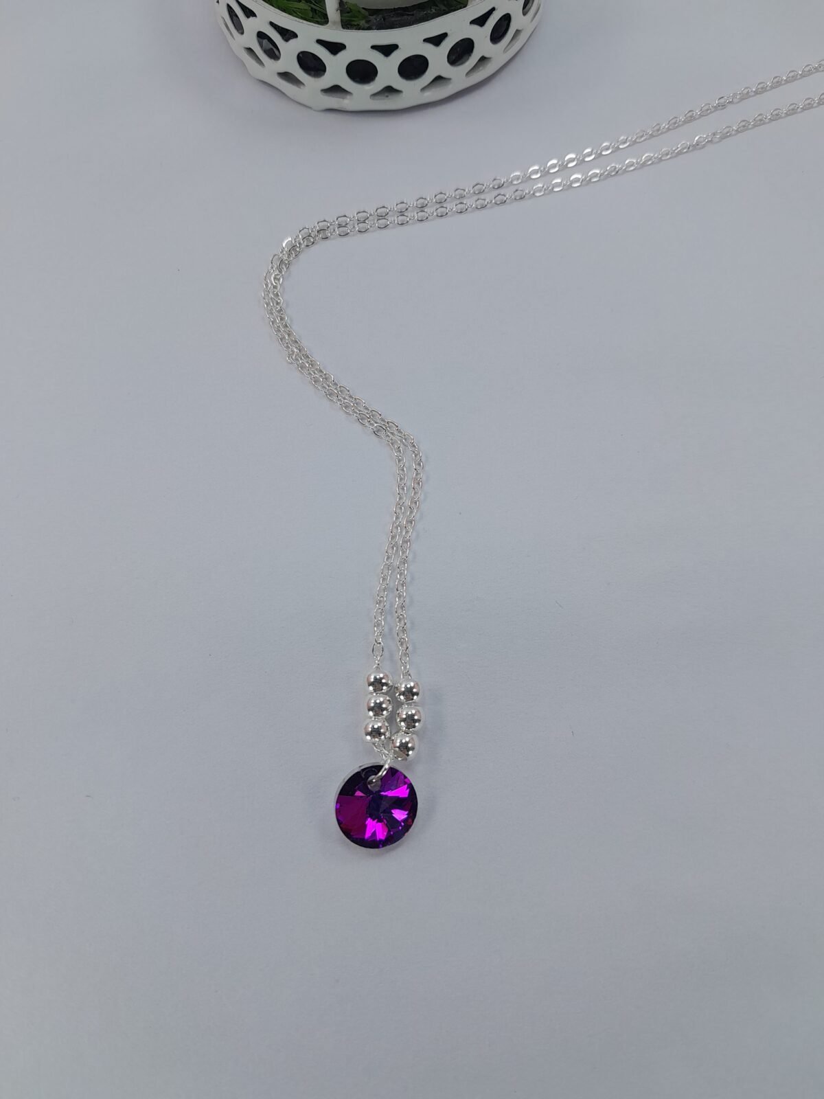 Collar Bolitas + Circulo Violeta / Azul