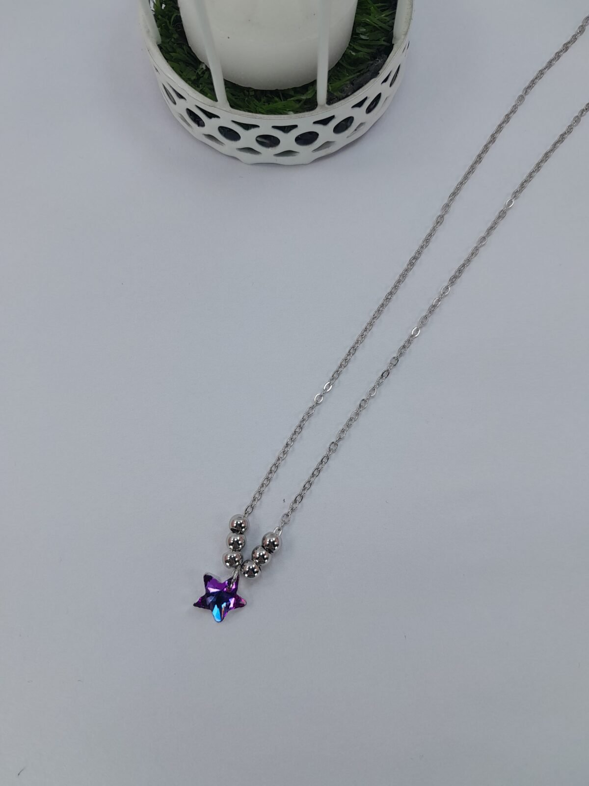 Collar dije Estrella Fucsia + Bolitas