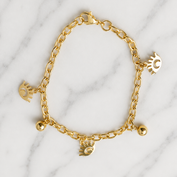 Pulsera Dorada Ojo Turco