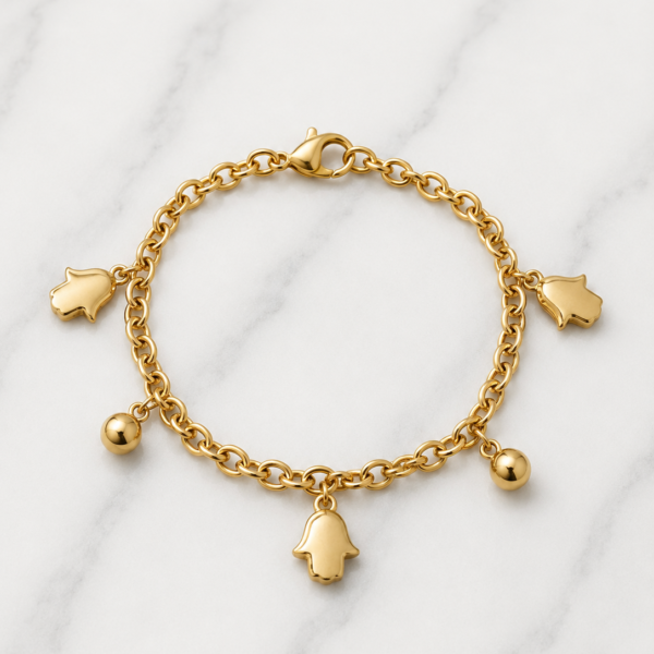 Pulsera Dorada Mano Hamsa